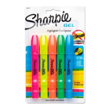 Sanford Sharpie Gel Highlighter - Assorted Colors - 5 Pack 1803277